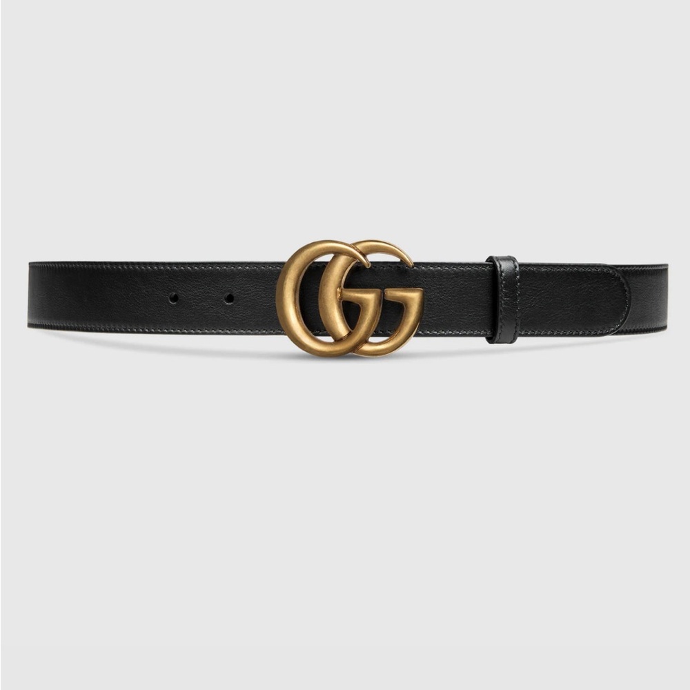 Gucci Black and Gold Marmont Belt 46 inches